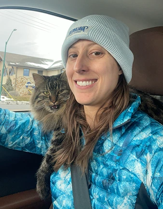 Dr. Baird with cat.